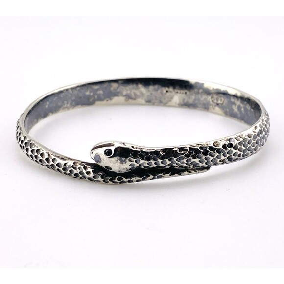 Ritter & Sullivan Antique Sterling Silver Snake Bangle Bracelet 7.5 In Signed - Picture 1 of 4